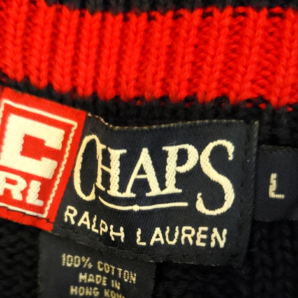 Chaps Ralph Lauren Sweater Navy Blue Sz-L - Picture 5 of 10